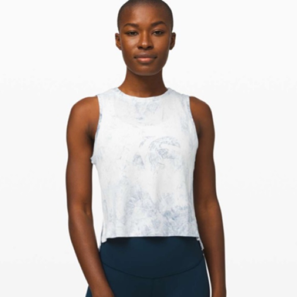 Lululemon Train to Be Tank in White/Luna Wash Size 8
